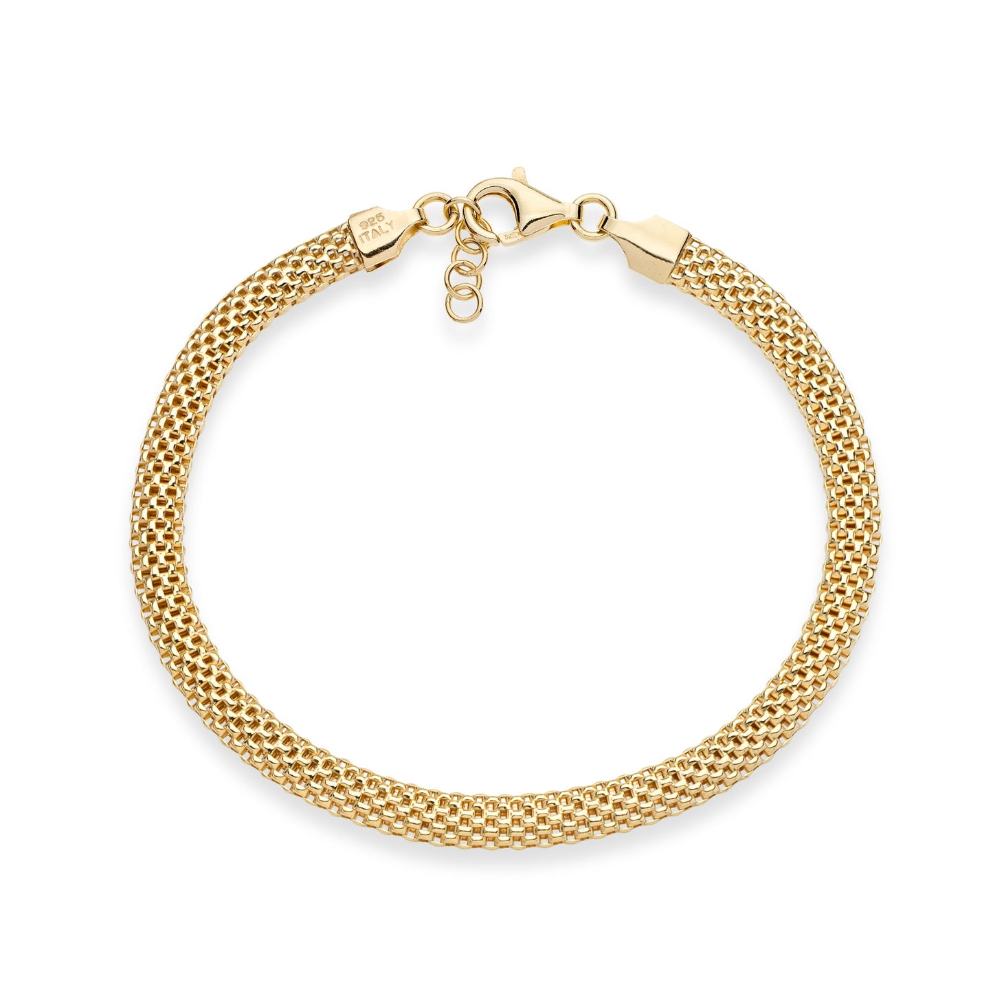 Miabella 18K Gold Plated 925 Sterling Silver Italian 5mm Mesh Link Chain Bracelet for Women, Made in Italy
