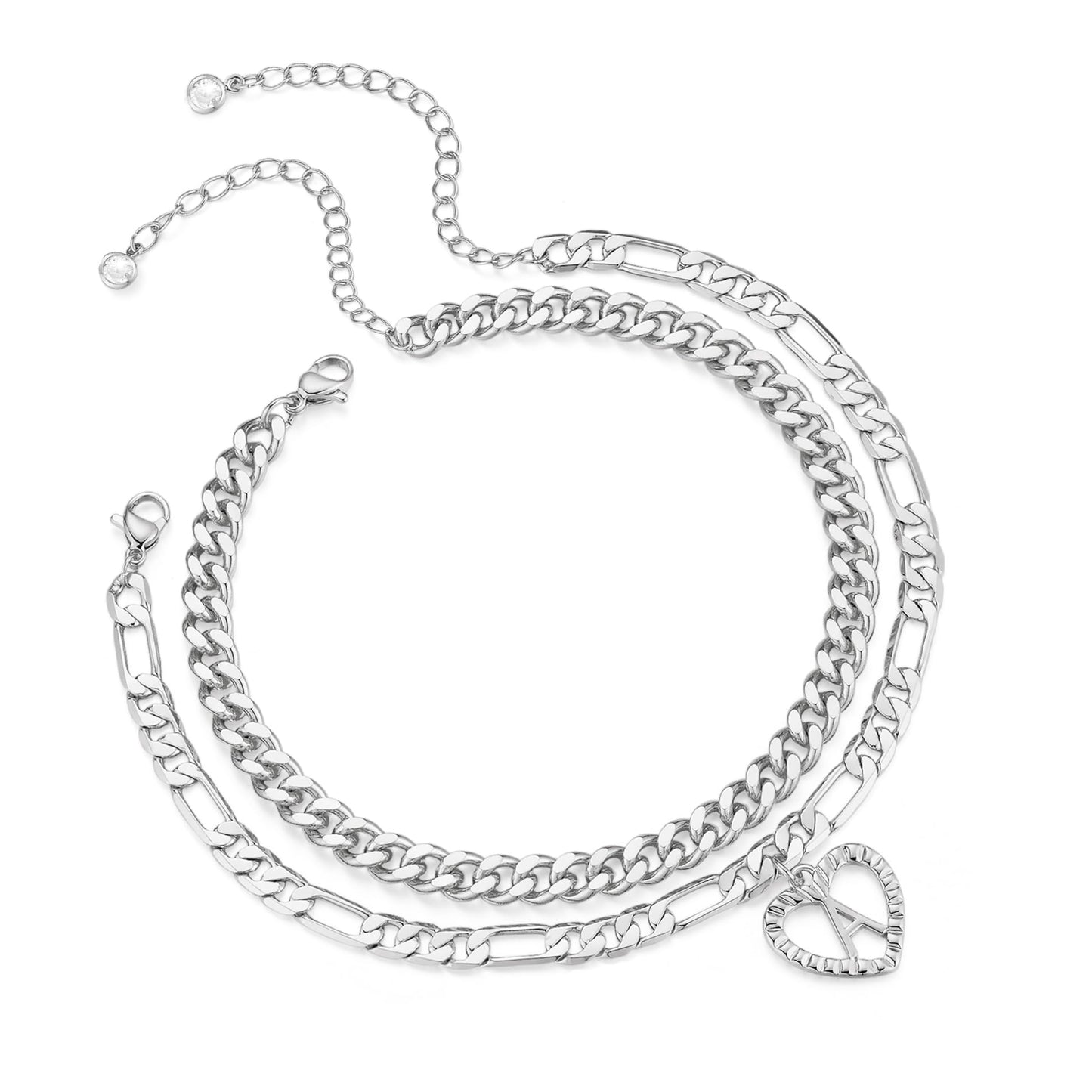Dainty Gold Ankle Bracelets for Women 14K Gold Plated Heart Initial Anklets for Women Stackable Cuban Figaro Chains Women's Anklets Anklets for Women Waterproof