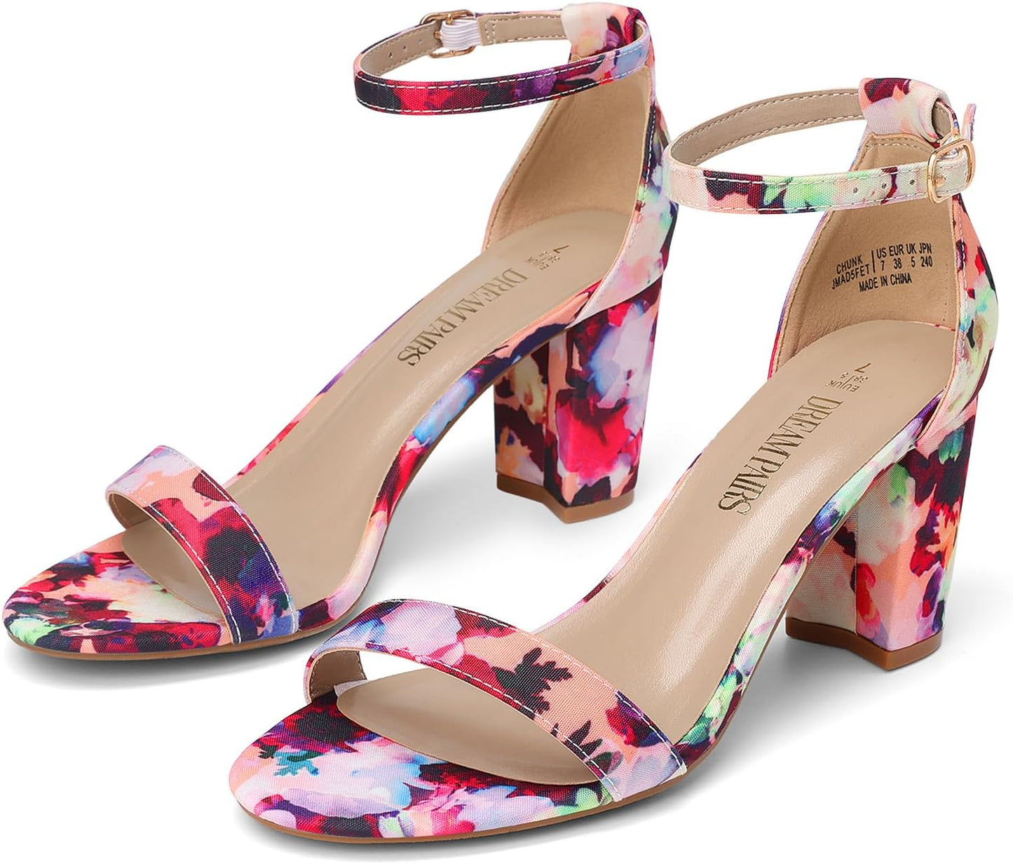 DREAM PAIRS Women's Chunk Low Heel Pump Sandals