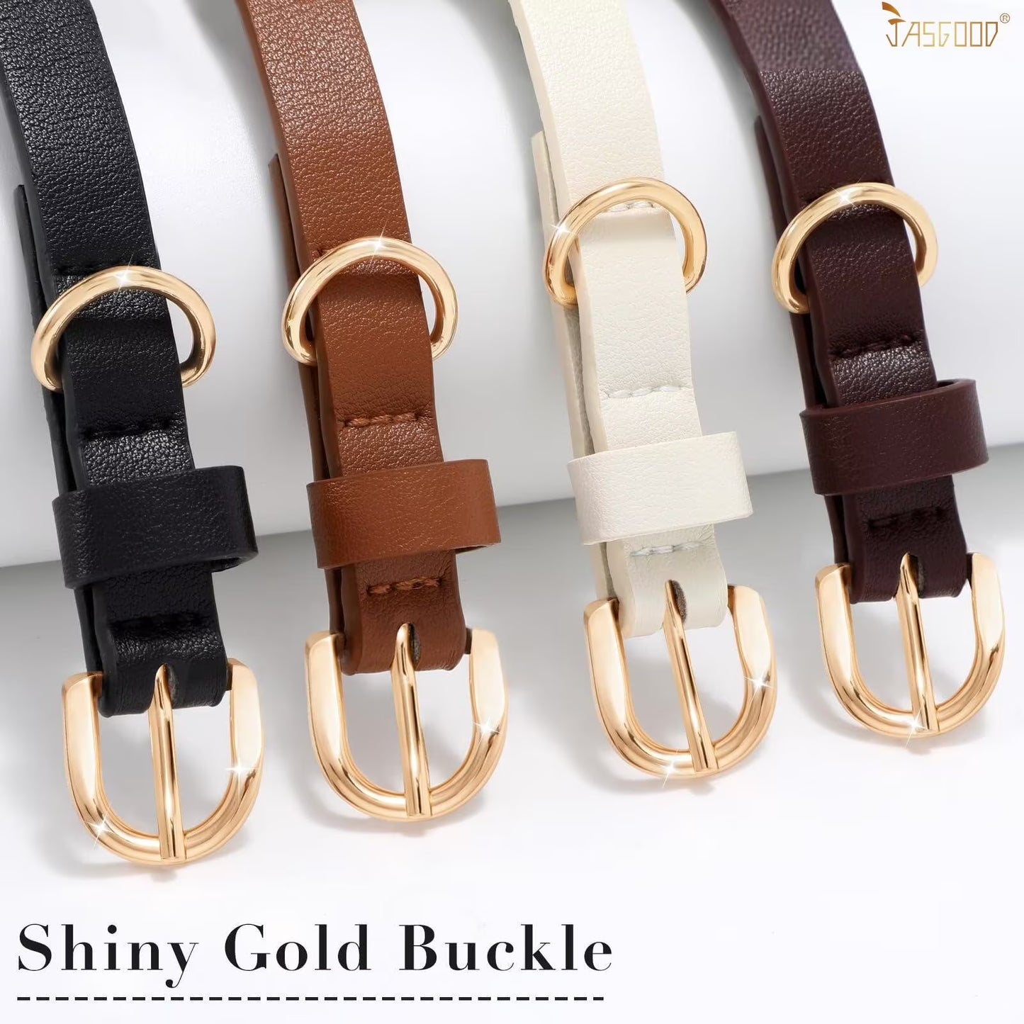 4Pack Skinny Leather Belt Women Thin Waist Belt Ladies Belt for Jeans Pants Dress