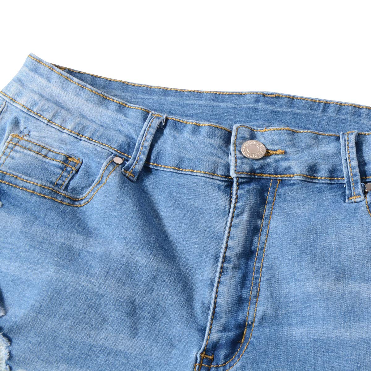 vanberfia Women's Stretchy Denim Mid Rise Jean Shorts with Pockets…