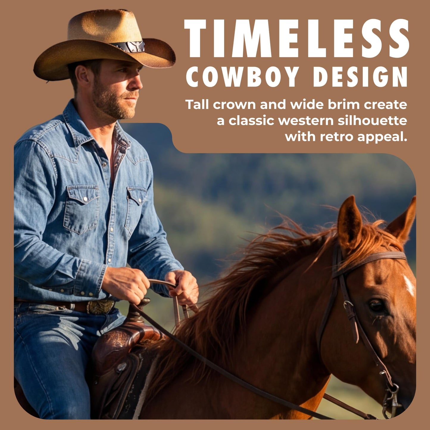 grinderPUNCH Western Outback Cowboy Hat Men's Women's Style Classic Straw Western Cowgirl Hat