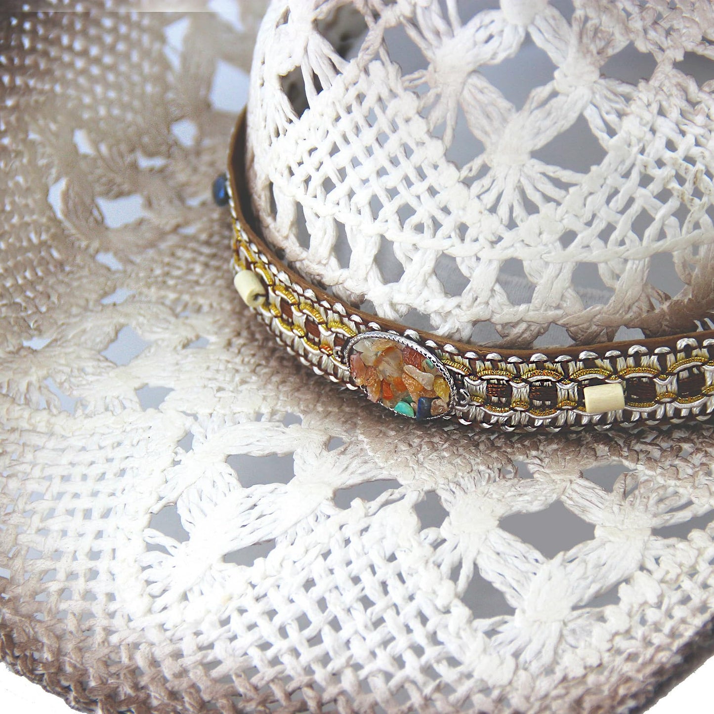 Men's Women's Straw Cowboy Hat Cowgirl Woven Sun Hat Western Cowboy Hat Two Decorative Bands