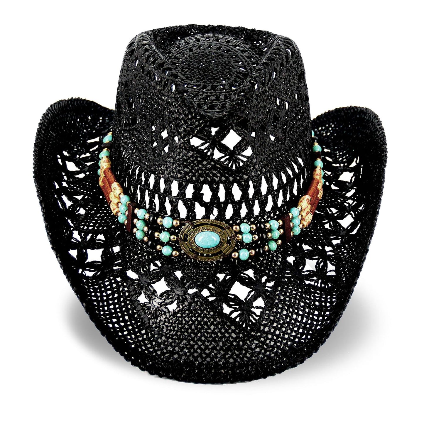 Men's Women's Straw Cowboy Hat Cowgirl Woven Sun Hat Western Cowboy Hat Two Decorative Bands