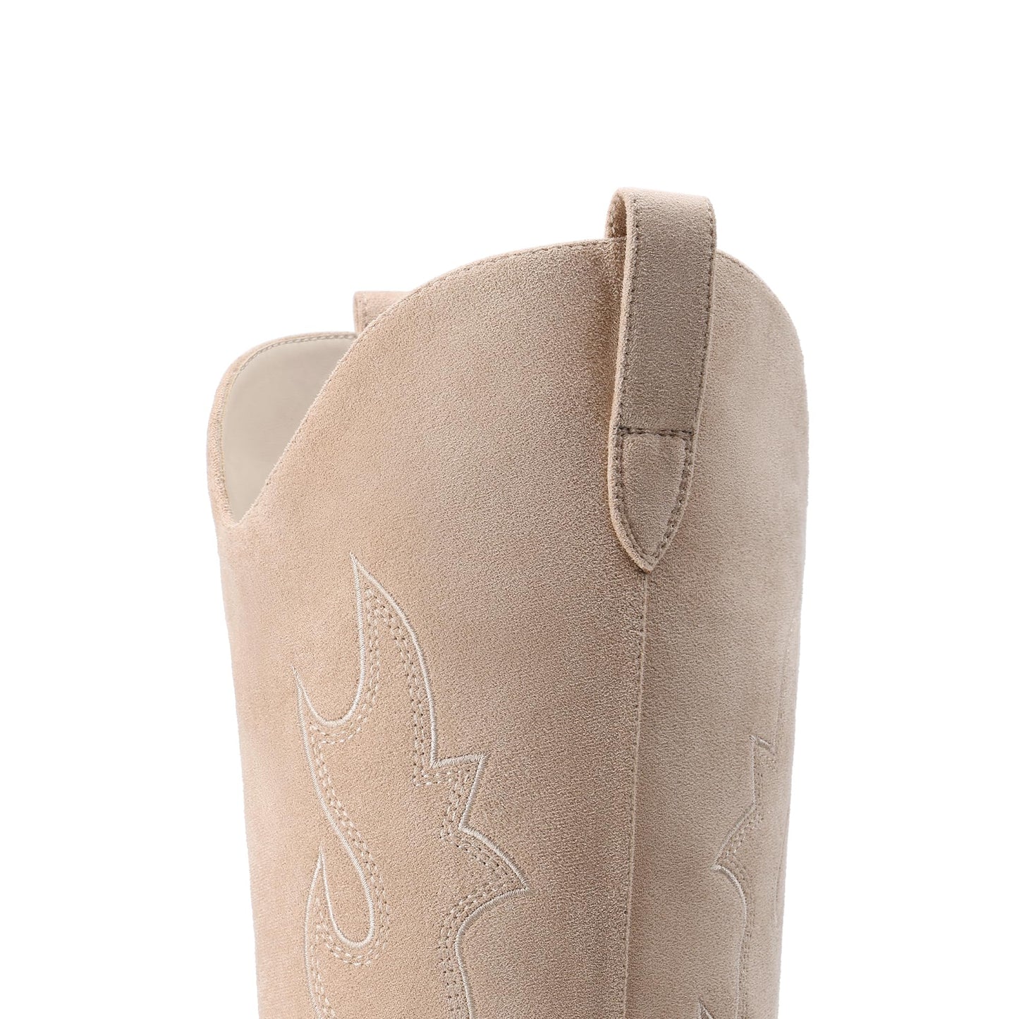 DREAM PAIRS Cowgirl Boots Women Knee High Cowboy Boots Pointed Toe Chunky Block Heel Suede Tall Western Boots with Embroidered