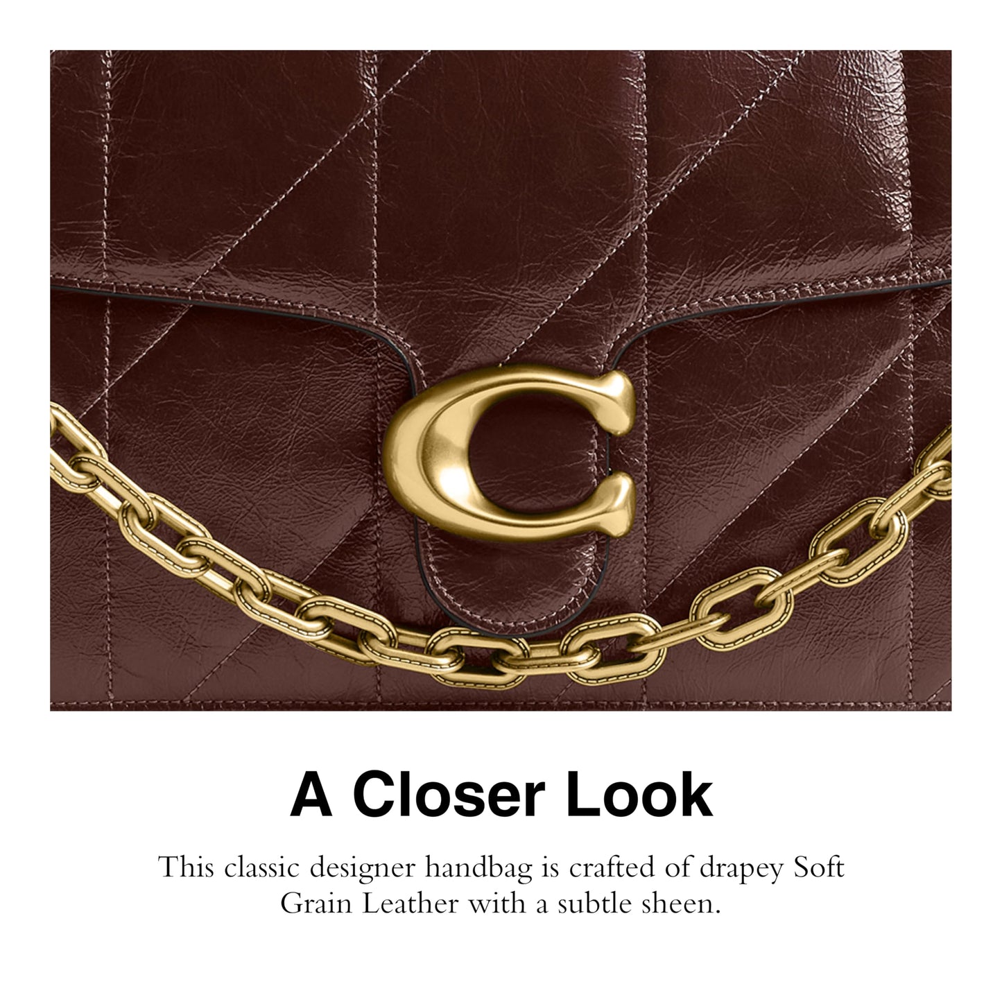 COACH Women's Quilted Glazed Leather Chain Tabby Shoulder Bag