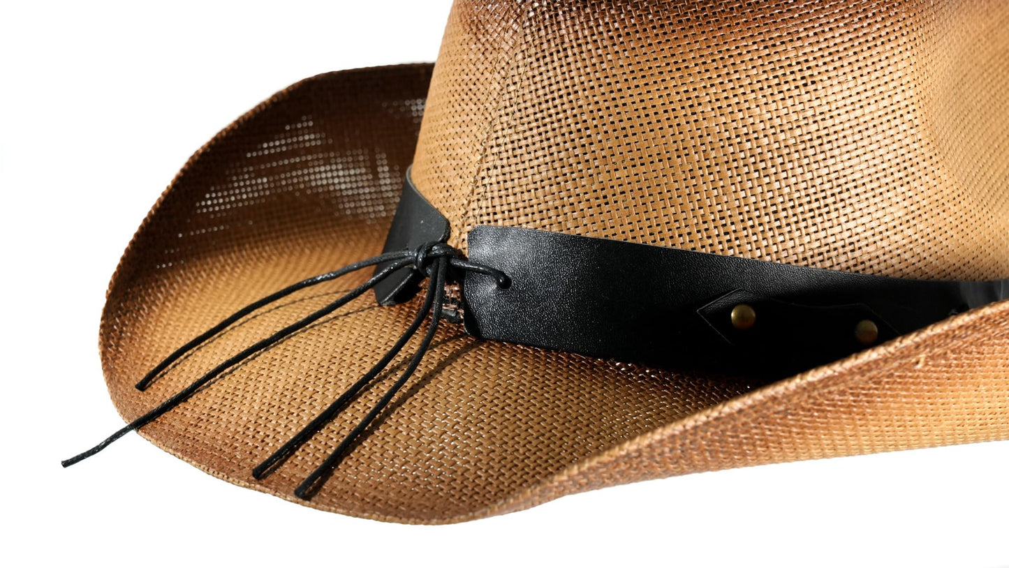 grinderPUNCH Western Outback Cowboy Hat Men's Women's Style Classic Straw Western Cowgirl Hat