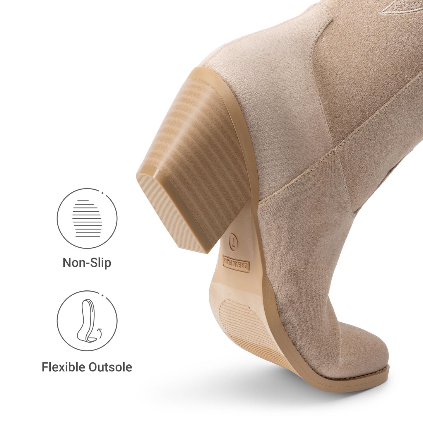 DREAM PAIRS Cowgirl Boots Women Knee High Cowboy Boots Pointed Toe Chunky Block Heel Suede Tall Western Boots with Embroidered
