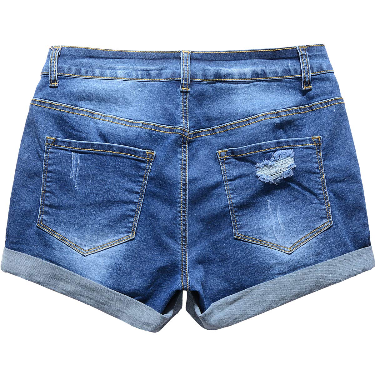 vanberfia Women's Stretchy Denim Mid Rise Jean Shorts with Pockets…