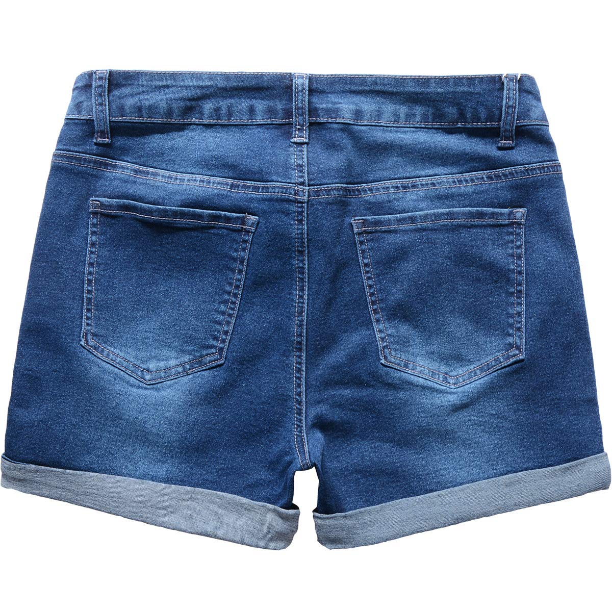 vanberfia Women's Stretchy Denim Mid Rise Jean Shorts with Pockets…