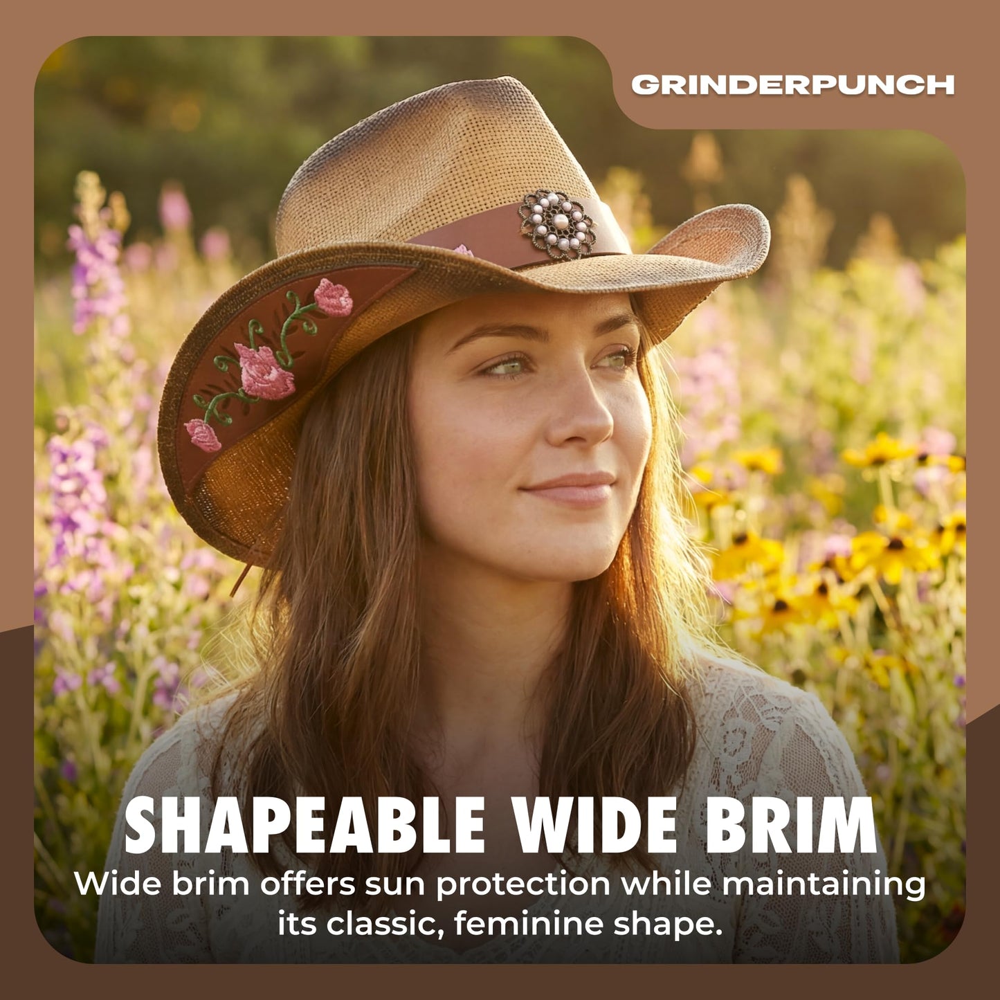 grinderPUNCH Western Outback Cowboy Hat Men's Women's Style Classic Straw Western Cowgirl Hat