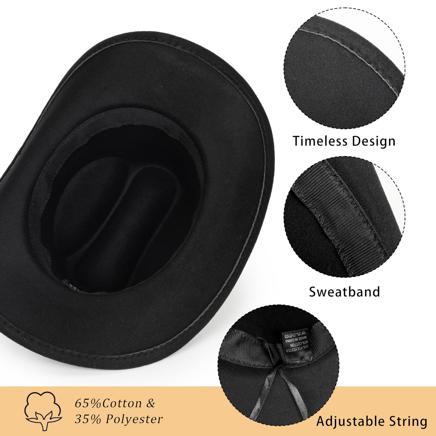 Eohak Womens Western Cowboy Hats Studded Pinched Western Cowgirl Hats Wide Brim Fedoras Hat with Belt Buckle (Size:Medium)