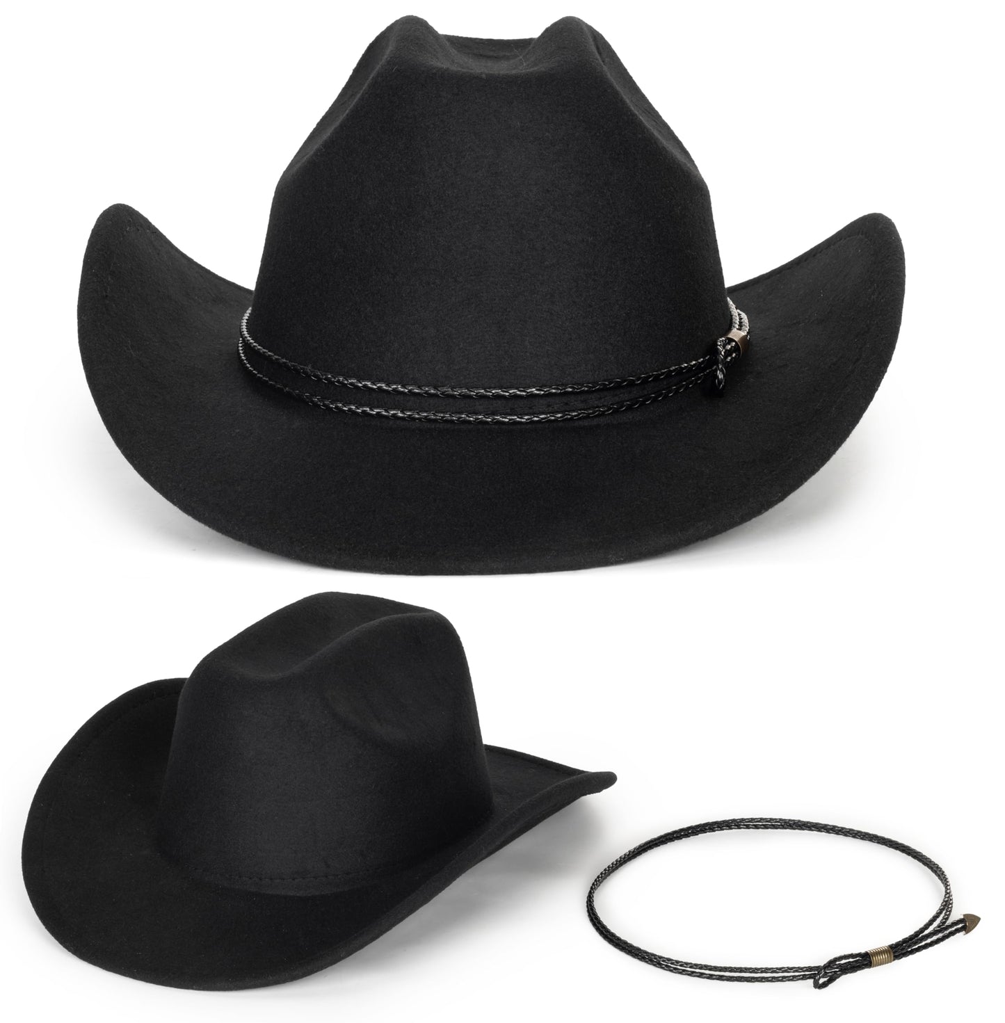 Eohak Womens Western Cowboy Hats Studded Pinched Western Cowgirl Hats Wide Brim Fedoras Hat with Belt Buckle (Size:Medium)