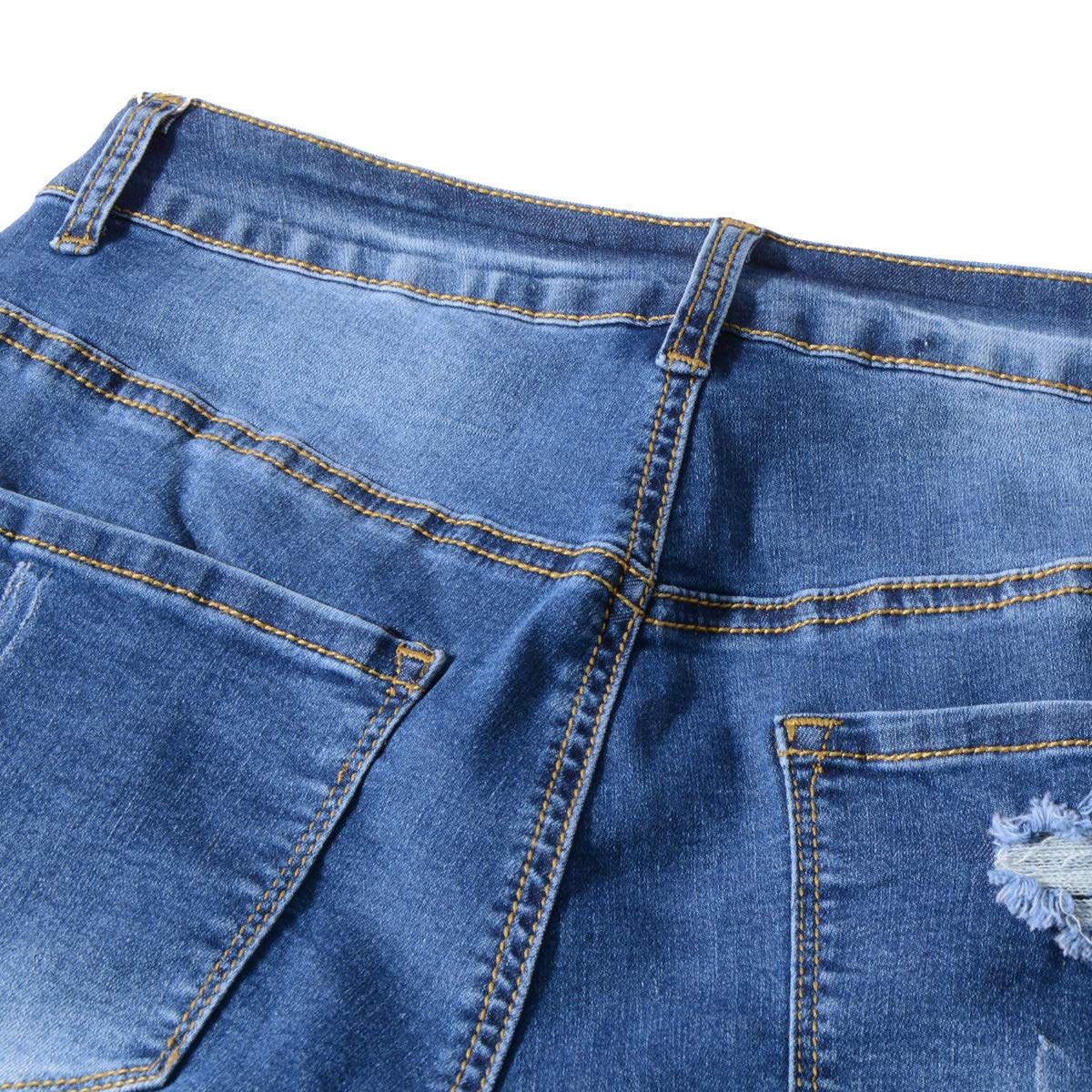 vanberfia Women's Stretchy Denim Mid Rise Jean Shorts with Pockets…