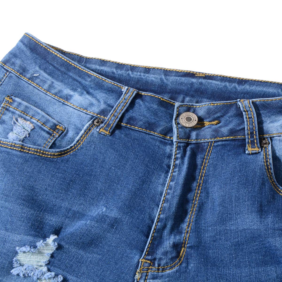 vanberfia Women's Stretchy Denim Mid Rise Jean Shorts with Pockets…