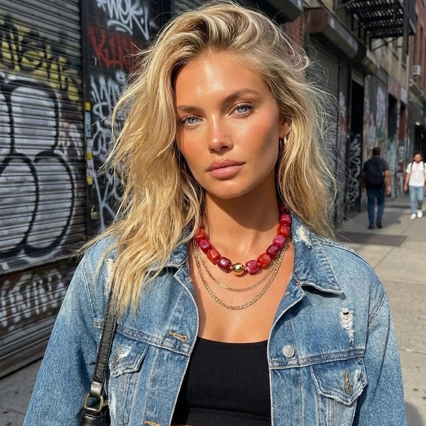 Mchic Colorful Beaded Choker Necklace for Women: Boho Large Square Acrylic Beaded Necklace Stainless Steel Adjustable Surfer Beach Strand Necklces Summer Handmade Jewelry Gift for Women