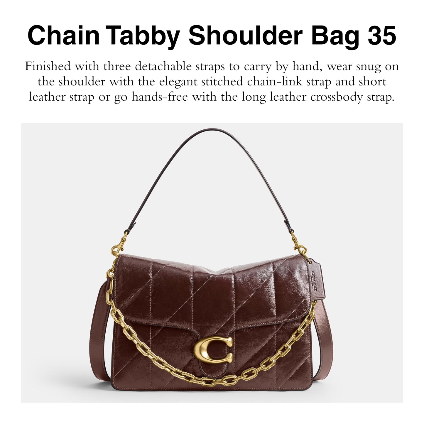 COACH Women's Quilted Glazed Leather Chain Tabby Shoulder Bag