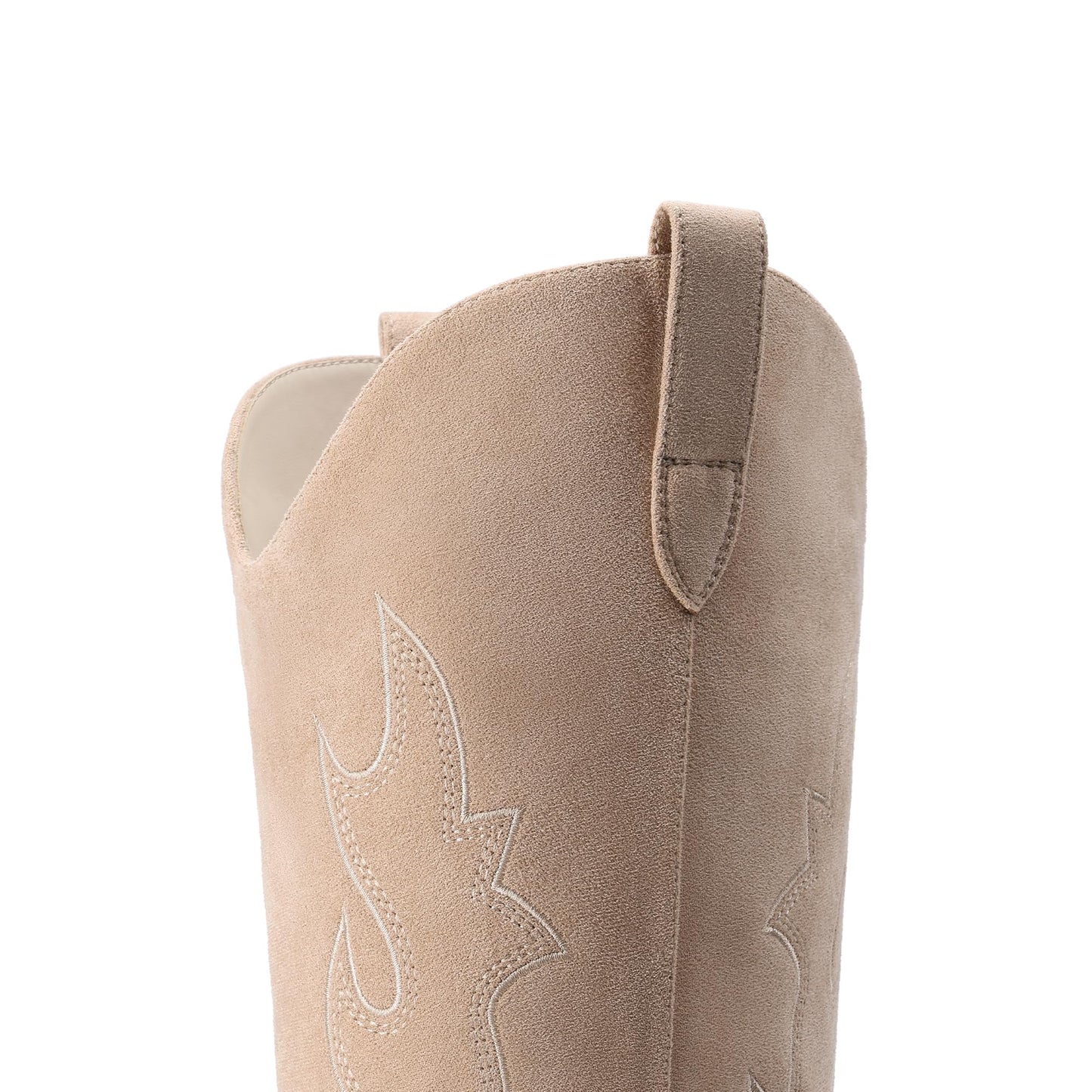 DREAM PAIRS Cowgirl Boots Women Knee High Cowboy Boots Pointed Toe Chunky Block Heel Suede Tall Western Boots with Embroidered