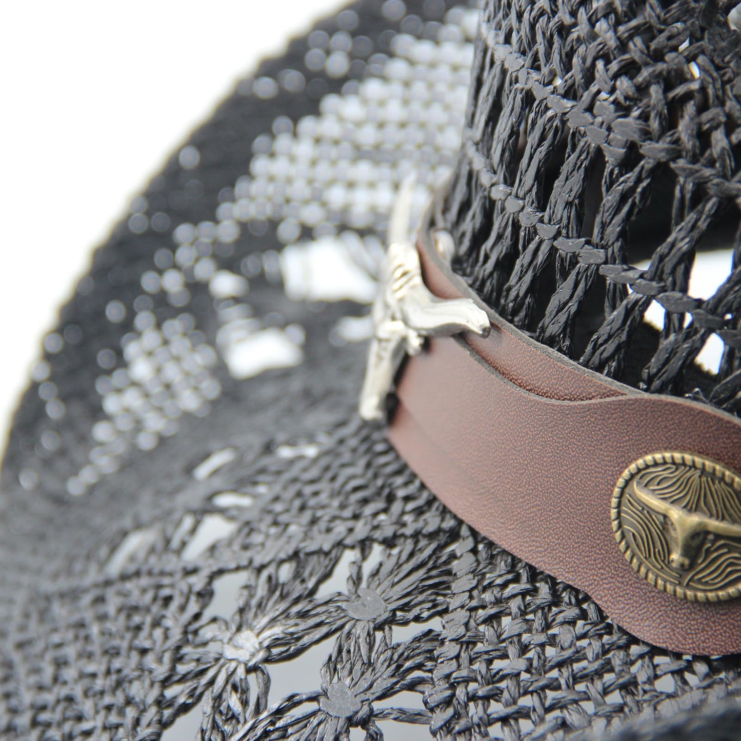 Men's Women's Straw Cowboy Hat Cowgirl Woven Sun Hat Western Cowboy Hat Two Decorative Bands