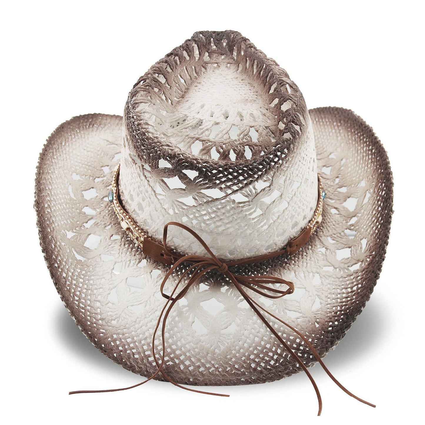 Men's Women's Straw Cowboy Hat Cowgirl Woven Sun Hat Western Cowboy Hat Two Decorative Bands