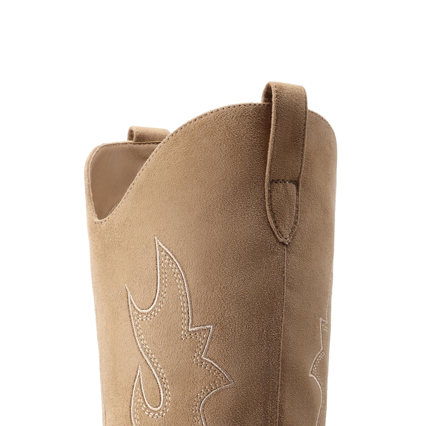 DREAM PAIRS Cowgirl Boots Women Knee High Cowboy Boots Pointed Toe Chunky Block Heel Suede Tall Western Boots with Embroidered