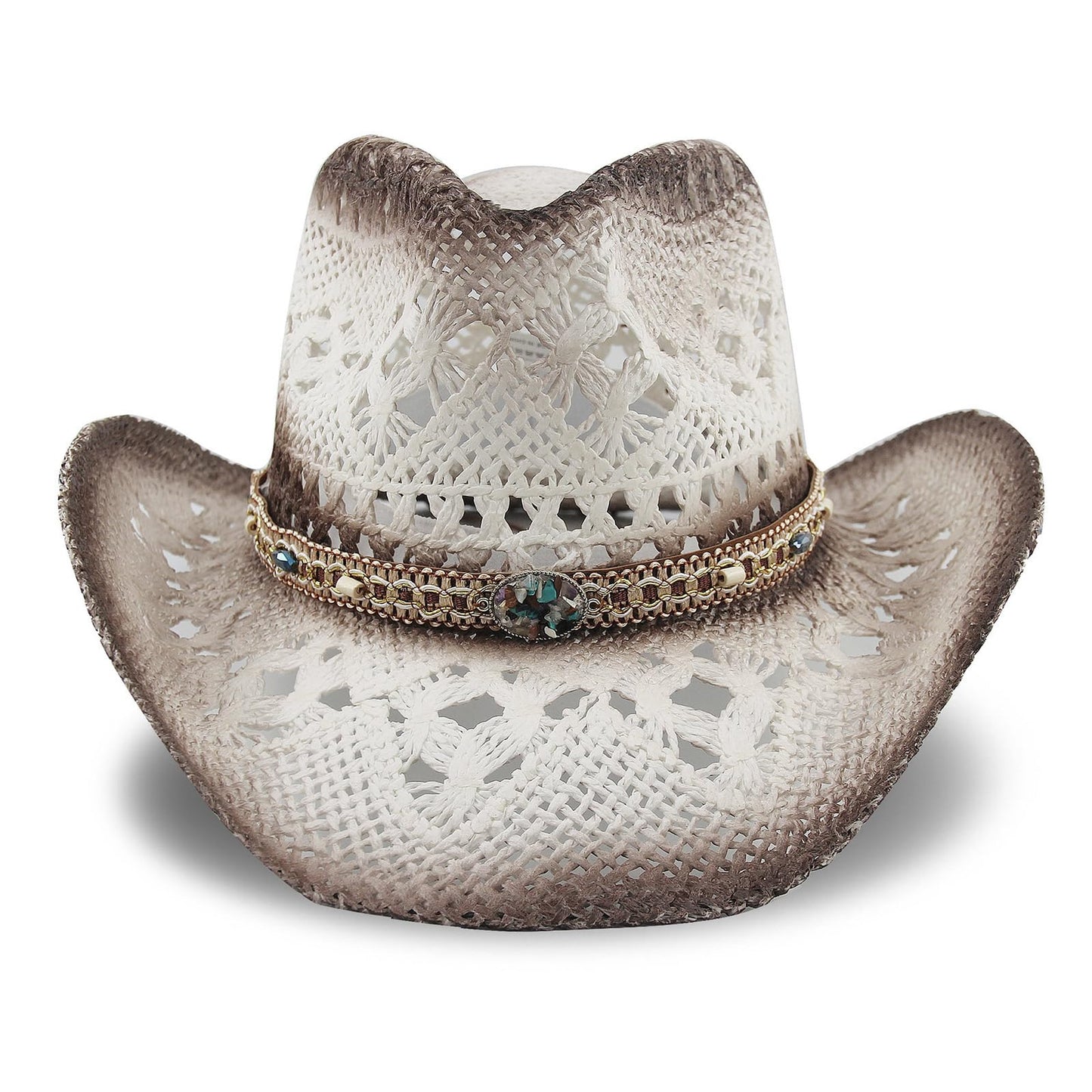 Men's Women's Straw Cowboy Hat Cowgirl Woven Sun Hat Western Cowboy Hat Two Decorative Bands