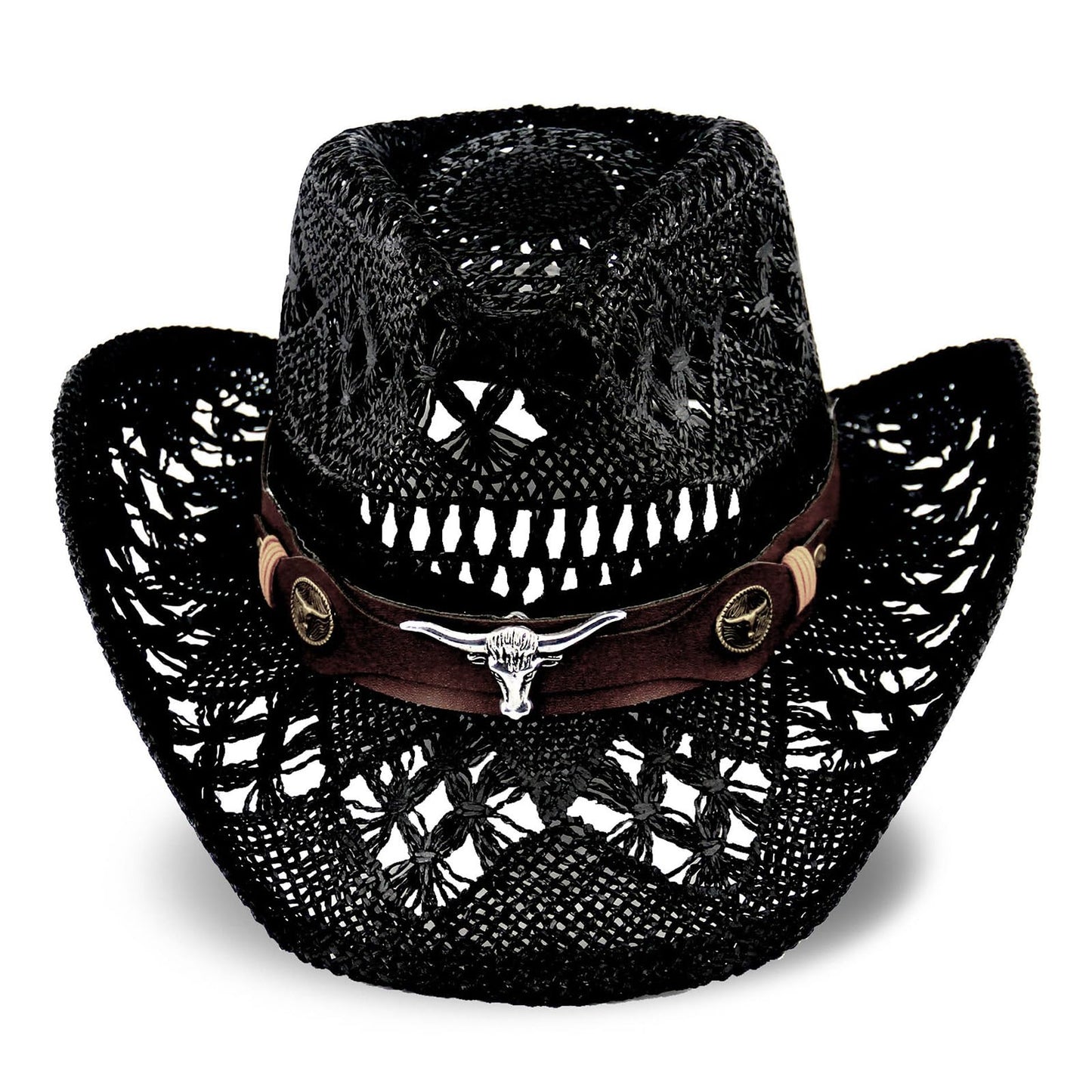 Men's Women's Straw Cowboy Hat Cowgirl Woven Sun Hat Western Cowboy Hat Two Decorative Bands