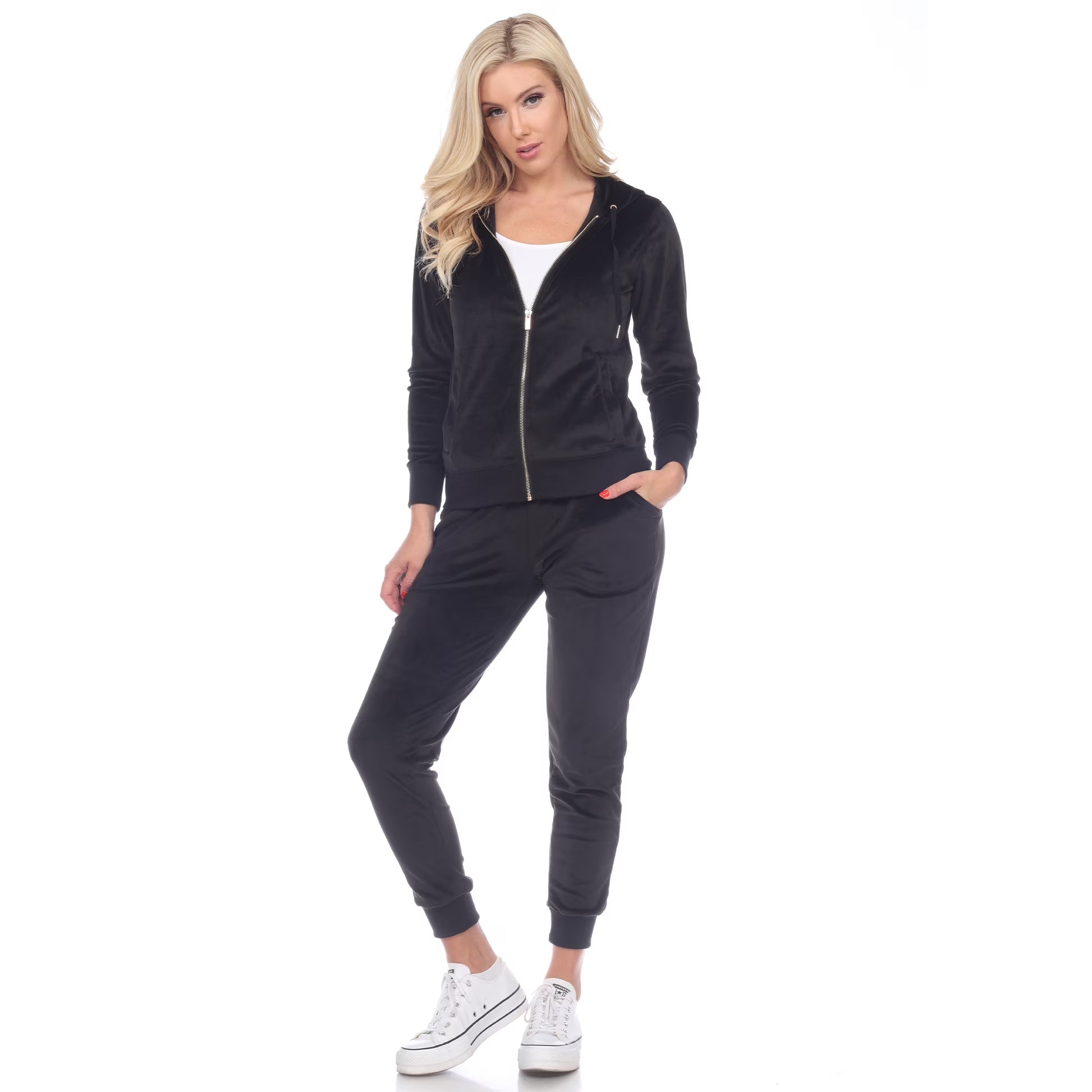 Women'S 2 Piece Velour Tracksuit Set