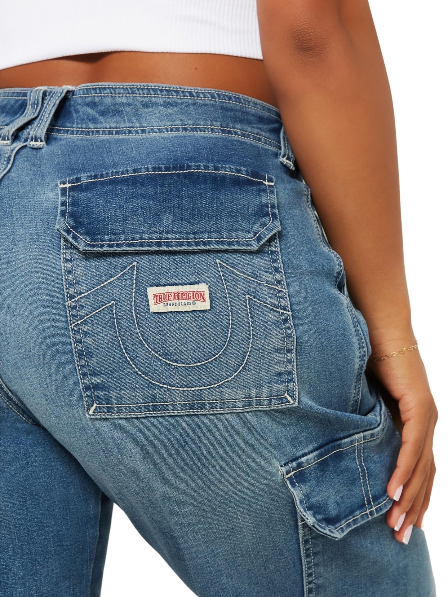 True Religion Women's SN Cargo Denim Pant: Elevated Style with Functional Utility