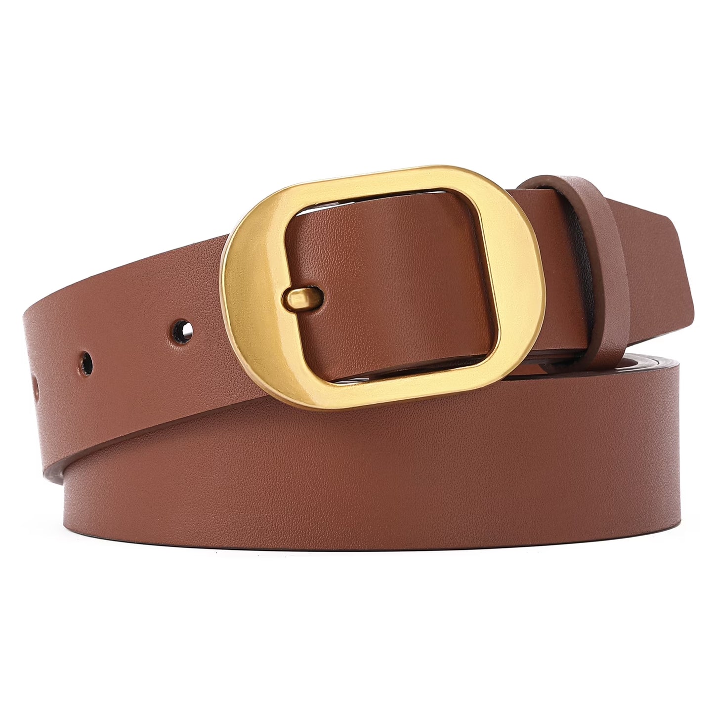 Women'S Casual Leather Belts for Jeans Pants Ladies Belt Fashion Vintage Gold Pin Buckle