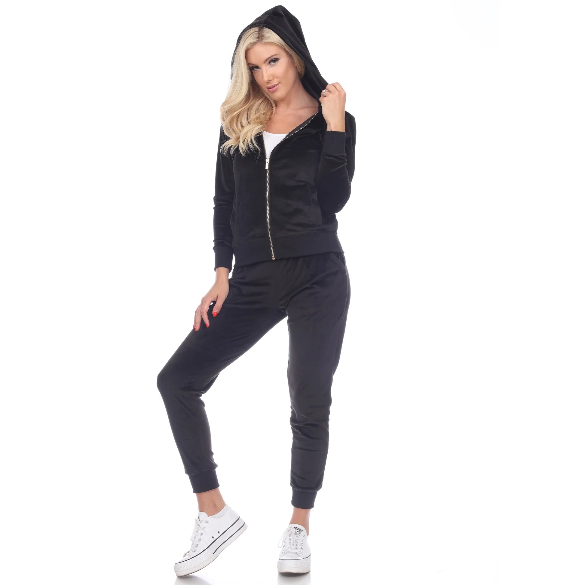 Women'S 2 Piece Velour Tracksuit Set