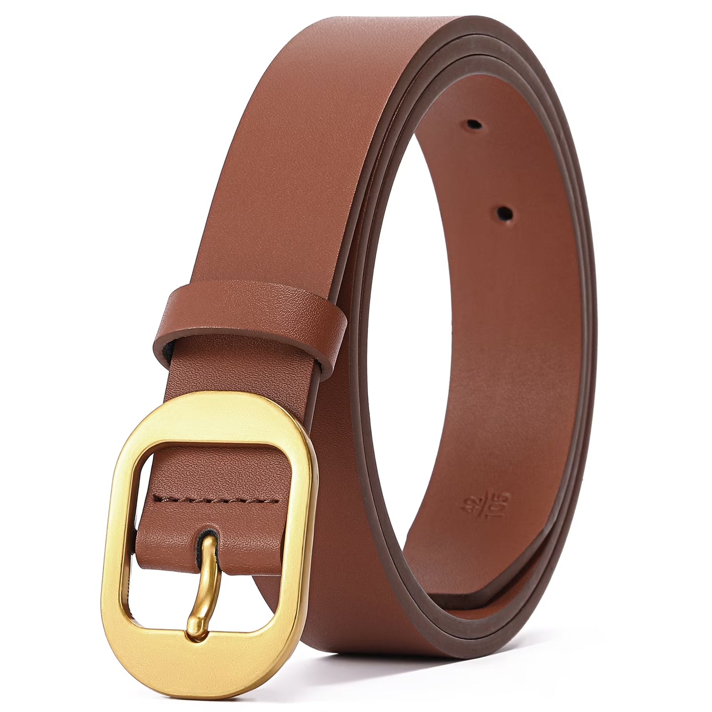 Women'S Casual Leather Belts for Jeans Pants Ladies Belt Fashion Vintage Gold Pin Buckle