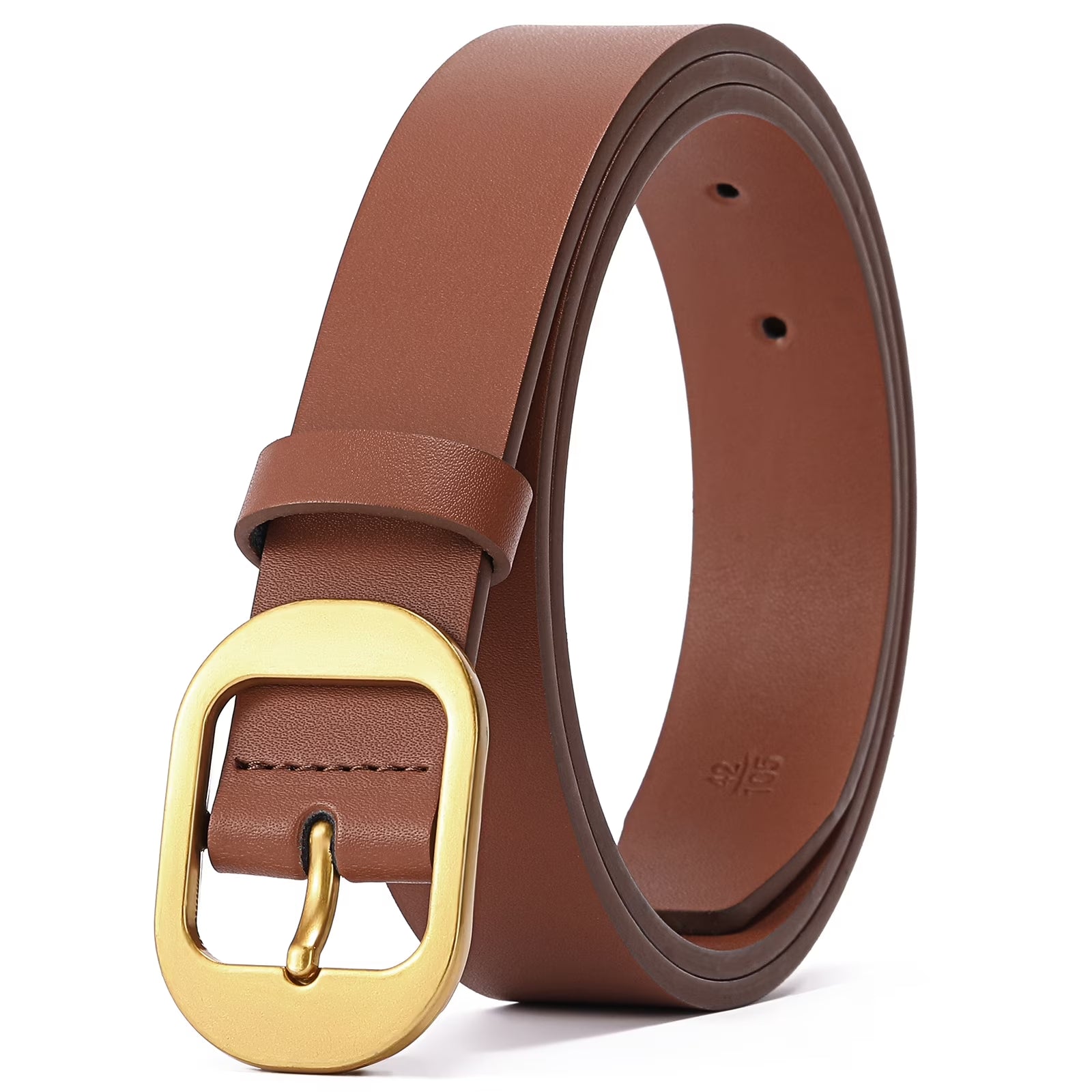 Women'S Casual Leather Belts for Jeans Pants Ladies Belt Fashion Vintage Gold Pin Buckle